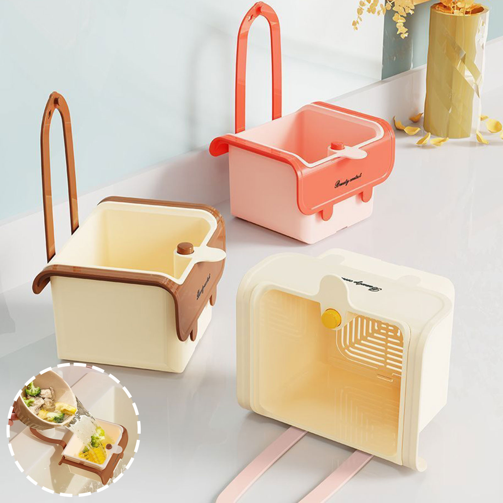 Kitchen Jobs - Hangable Kitchen Drainer Self-Cleaning Sink Food